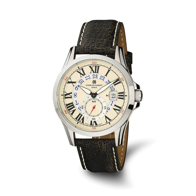 Charles Hubert Mens Stainless Steel Beige Dial Watch